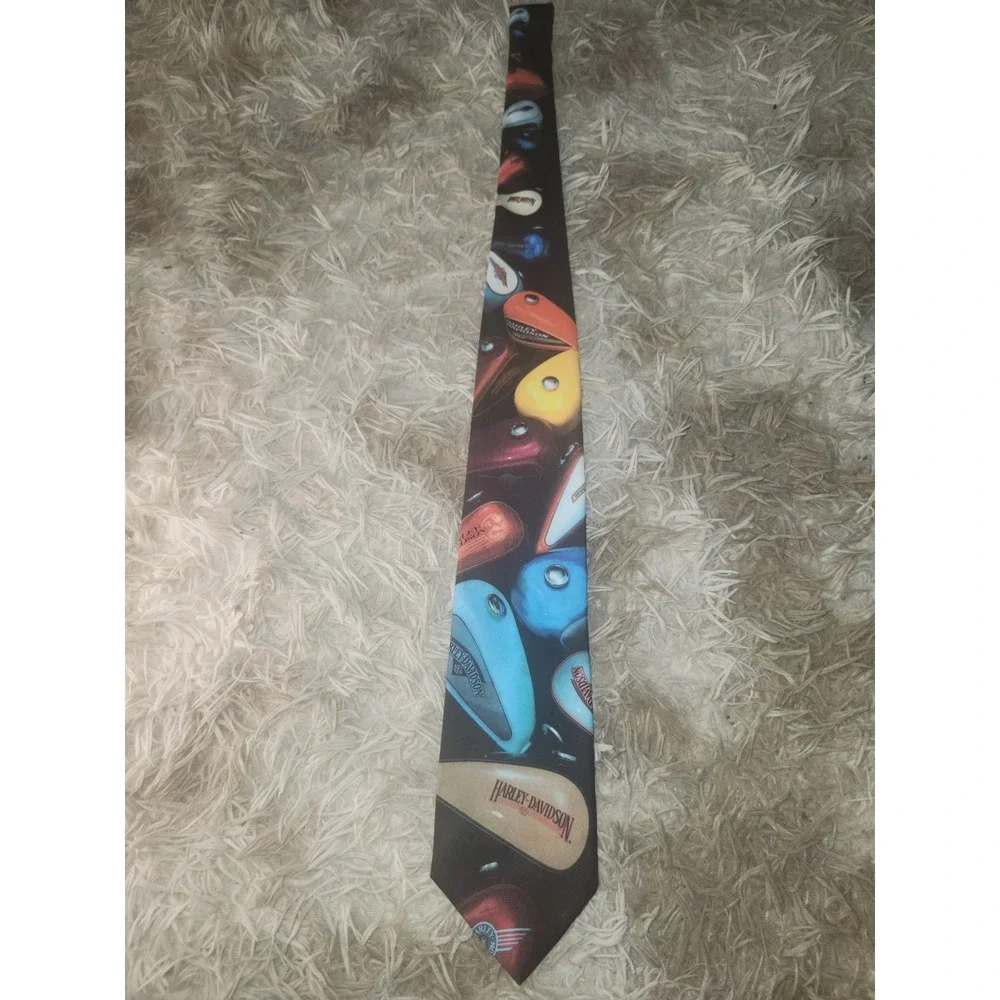 Harley Davidson Tie Mens Black Ralph Marlin 1994 Custom Tanks Wally Wear Vintage